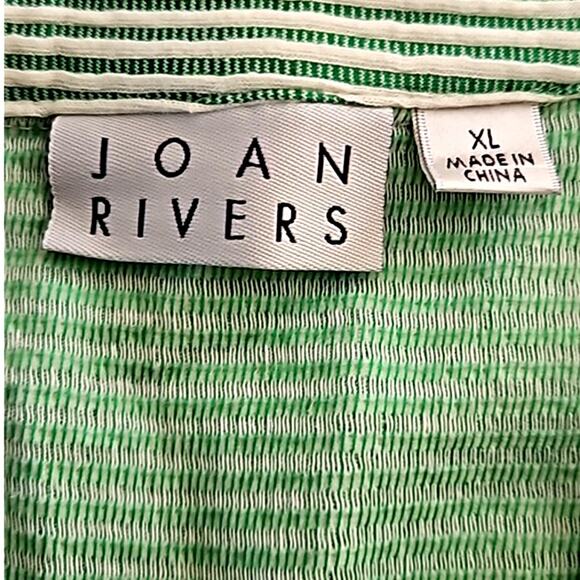 Joan Rivers Knit Seersucker 3/4-Sleeve Pullover Top - Green and White, Size XL - Picture 3 of 7